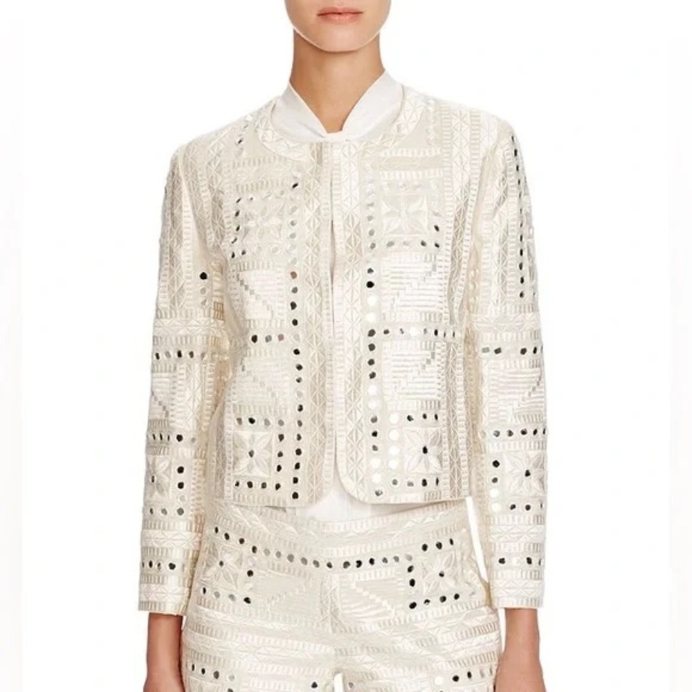 Alice + Olivia Kidman Embroidered Boxy Jacket Mirrors
